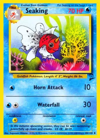 Seaking 60/130 Base Set 2 Pokemon card