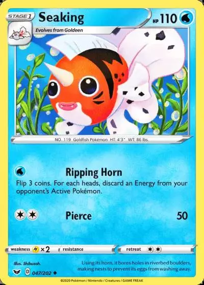 Seaking 47/202 Sword & Shield Pokemon card
