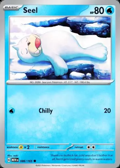 Seel 86/165 151 Pokemon card