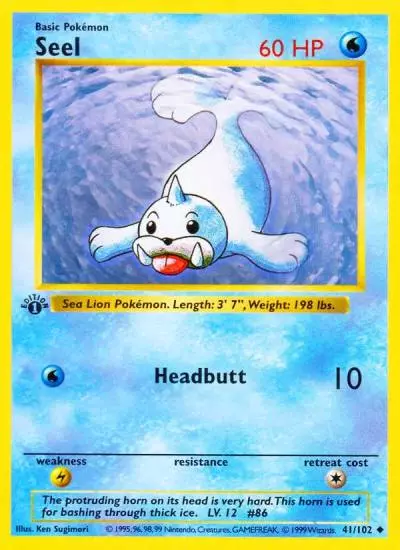 Seel 41/102 Base Pokemon card