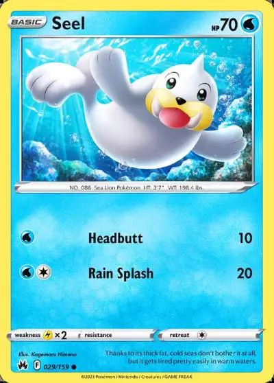 Seel 29/159 Crown Zenith Pokemon card