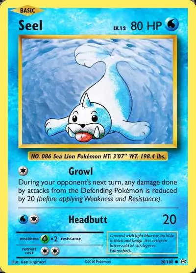 Seel 28/108 Evolutions Pokemon card