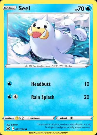 Seel 33/196 Lost Origin Pokemon card