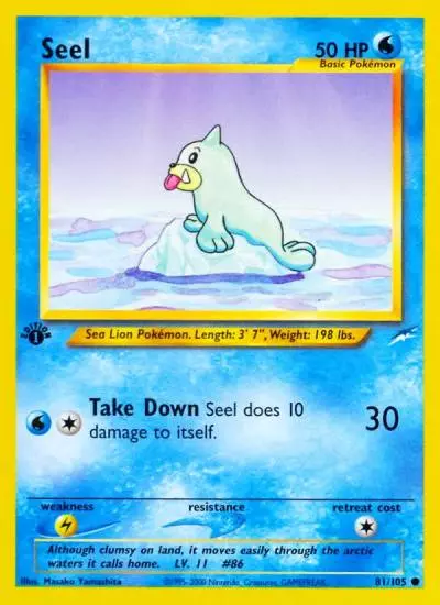 Seel 81/105 Neo Destiny Pokemon card