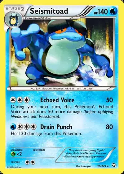 Seismitoad 36/124 Dragons Exalted Pokemon card