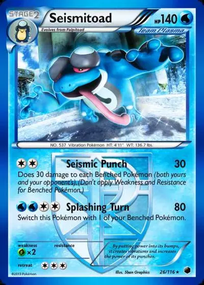 Seismitoad 26/116 Plasma Freeze Pokemon card