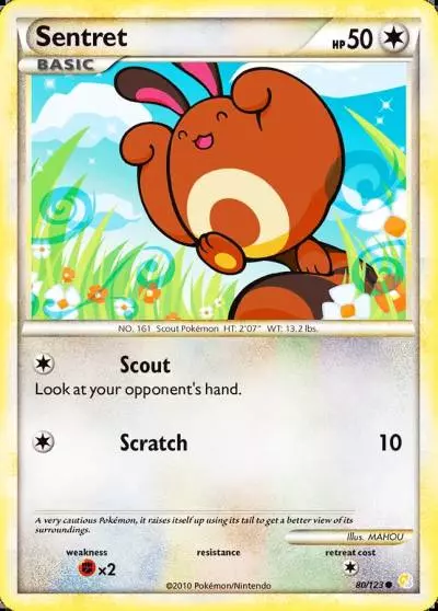Sentret 80/123 HeartGold & SoulSilver Pokemon card