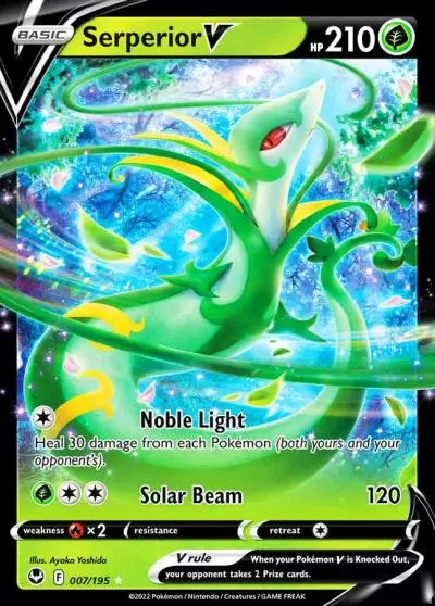 Serperior V 7/195 Silver Tempest Pokemon card