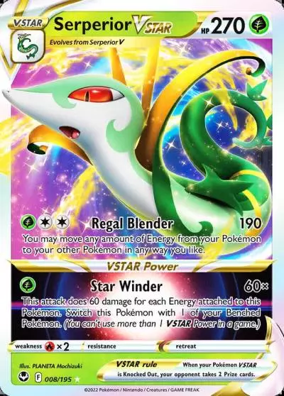 Serperior VSTAR 8/195 Silver Tempest Pokemon card
