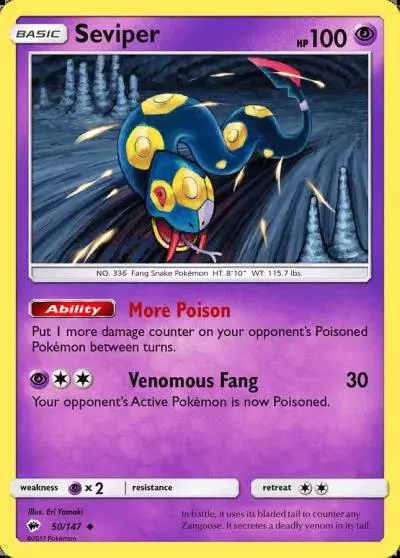 Seviper 50/147 Burning Shadows Pokemon card