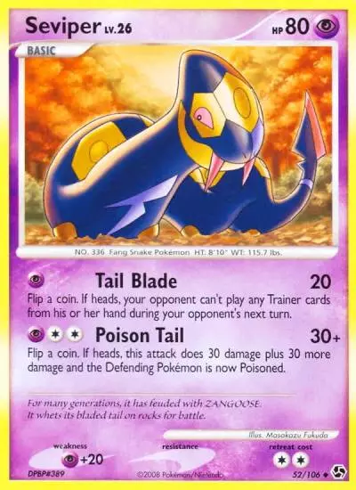 Seviper 52/106 Great Encounters Pokemon card