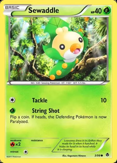 Sewaddle 3/98 Emerging Powers Pokemon card