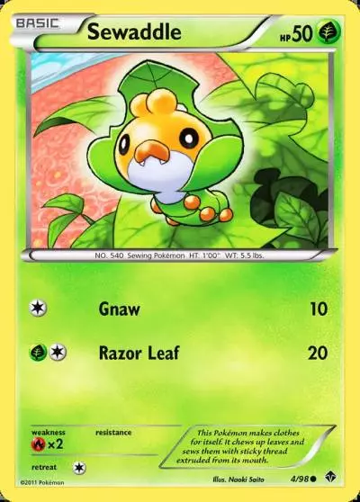 Sewaddle 4/98 Emerging Powers Pokemon card
