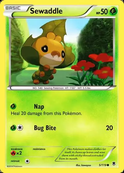 Sewaddle 5/119 Phantom Forces Pokemon card