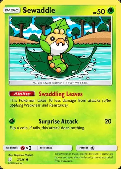 Sewaddle 7/236 Unified Minds Pokemon card