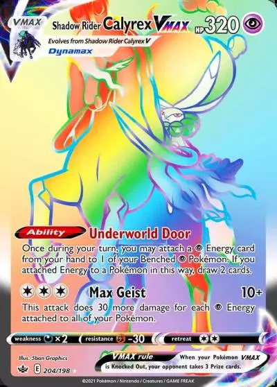 Shadow Rider Calyrex VMAX 204/198 Chilling Reign Pokemon card
