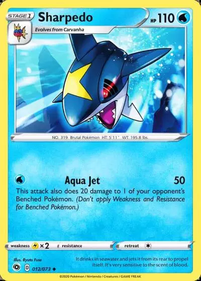 Sharpedo 12/73 Champion's Path Pokemon card