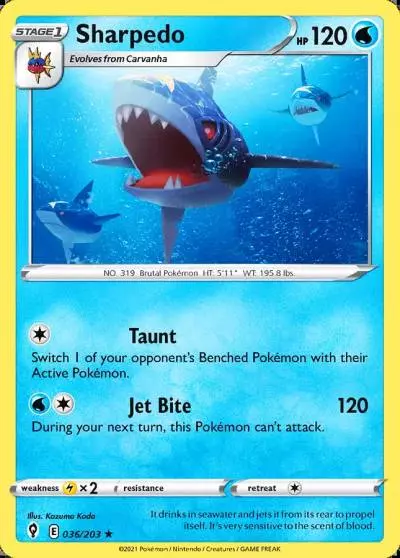 Sharpedo 36/203 Evolving Skies Pokemon card