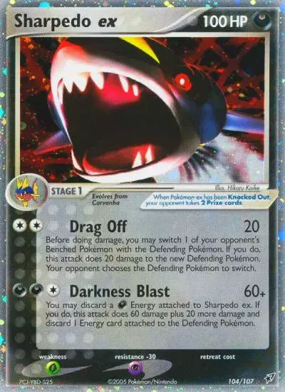 Sharpedo ex 104/107 Deoxys Pokemon card