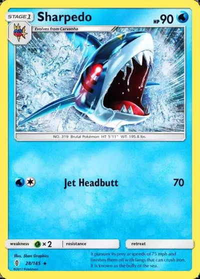 Sharpedo 28/145 Guardians Rising Pokemon card