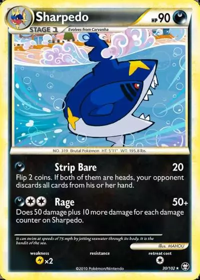 Sharpedo 30/102 HS—Triumphant Pokemon card