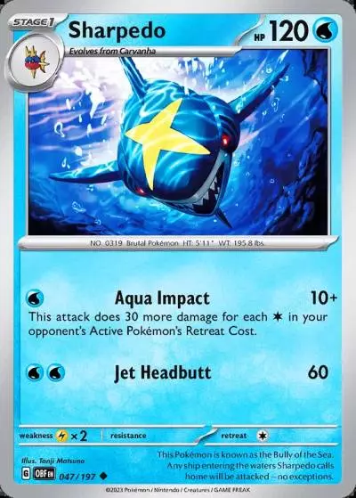 Sharpedo 47/197 Obsidian Flames Pokemon card