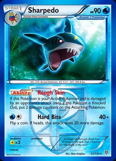 Sharpedo 33/135 Plasma Storm Pokemon card