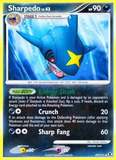 Sharpedo 49/111 Rising Rivals Pokemon card