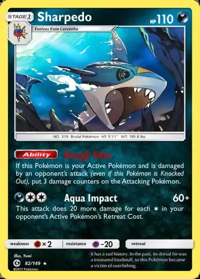 Sharpedo 82/149 Sun & Moon Pokemon card