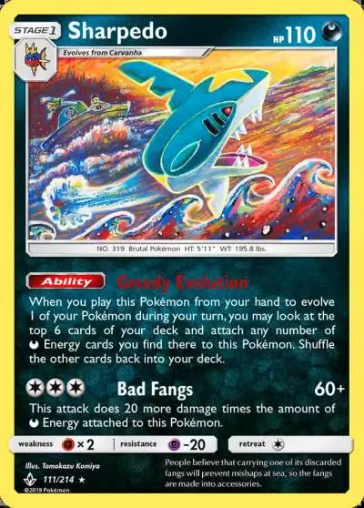 Sharpedo 111/214 Unbroken Bonds Pokemon card