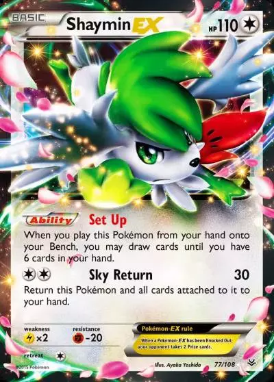 Shaymin-EX 77/108 Roaring Skies Pokemon card