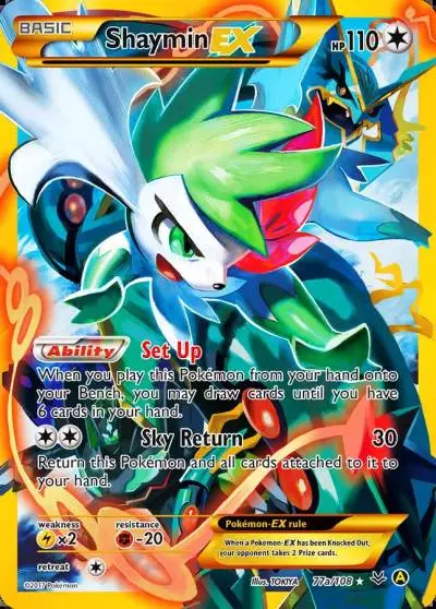 Shaymin-EX 77a/108 Roaring Skies Pokemon card