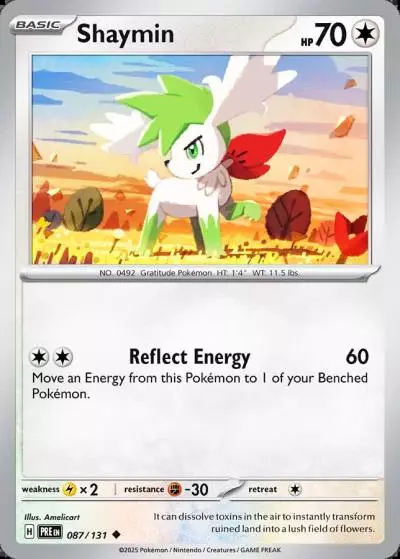 Shaymin 87/131 Prismatic Evolutions Pokemon card