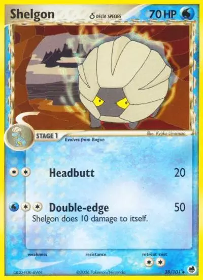 Shelgon δ 38/101 Dragon Frontiers Pokemon card