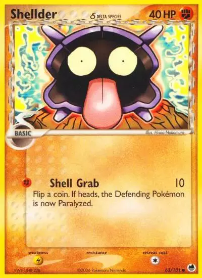 Shellder δ 63/101 Dragon Frontiers Pokemon card