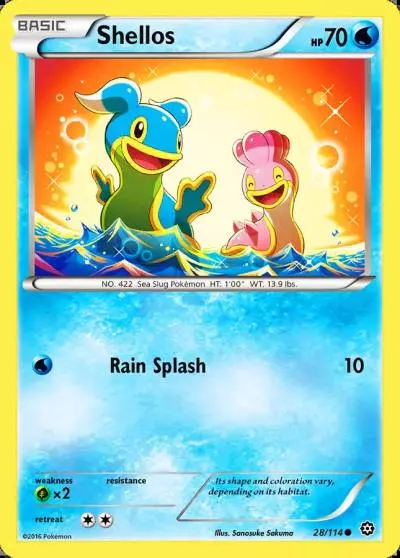 Shellos 28/114 Steam Siege Pokemon card