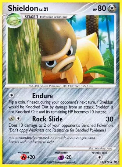 Shieldon 62/127 Platinum Pokemon card