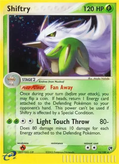 Shiftry 12/100 Sandstorm Pokemon card