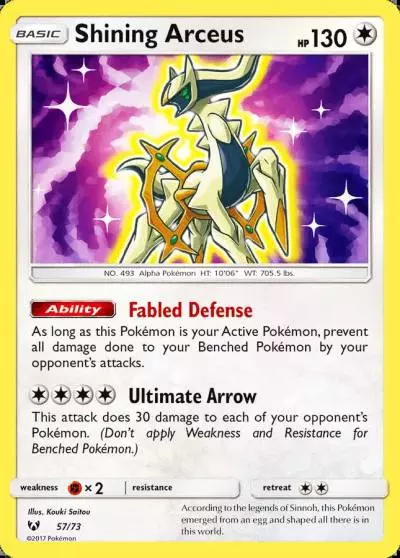 Shining Arceus 57/73 Shining Legends Pokemon card