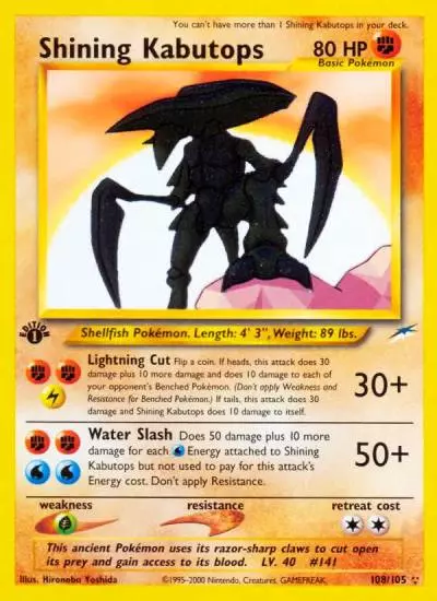 Shining Kabutops 108/105 Neo Destiny Pokemon card