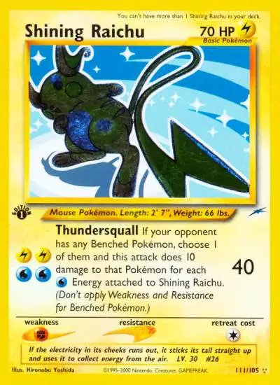 Shining Raichu 111/105 Neo Destiny Pokemon card