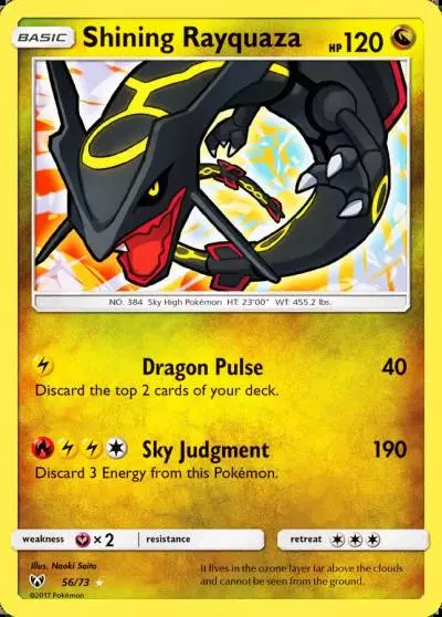 Shining Rayquaza 56/73 Shining Legends Pokemon card