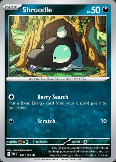 Shroodle 144/193 Paldea Evolved Pokemon card