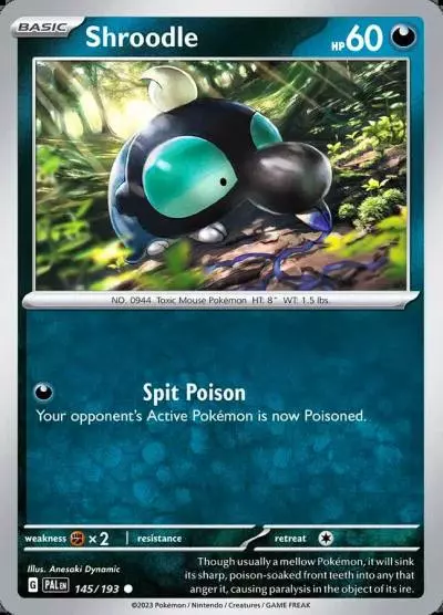 Shroodle 145/193 Paldea Evolved Pokemon card