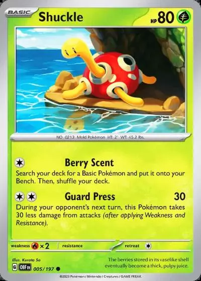 Shuckle 5/197 Obsidian Flames Pokemon card