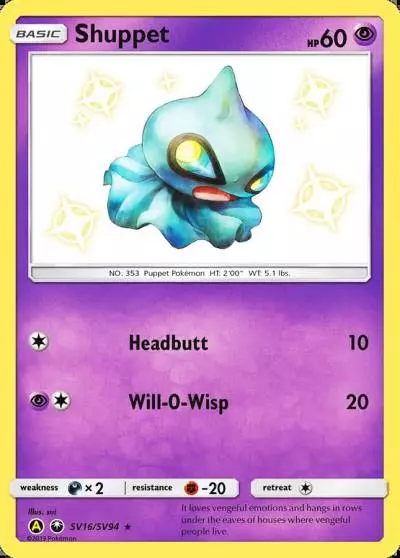 Shuppet SV16/94 Hidden Fates Shiny Vault Pokemon card