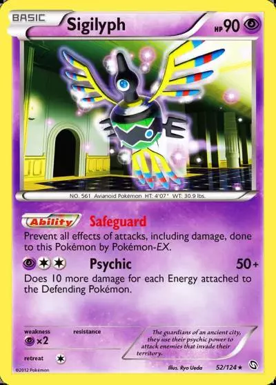 Sigilyph 52/124 Dragons Exalted Pokemon card