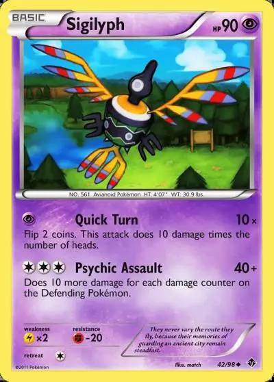 Sigilyph 42/98 Emerging Powers Pokemon card