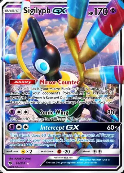 Sigilyph-GX 98/214 Lost Thunder Pokemon card