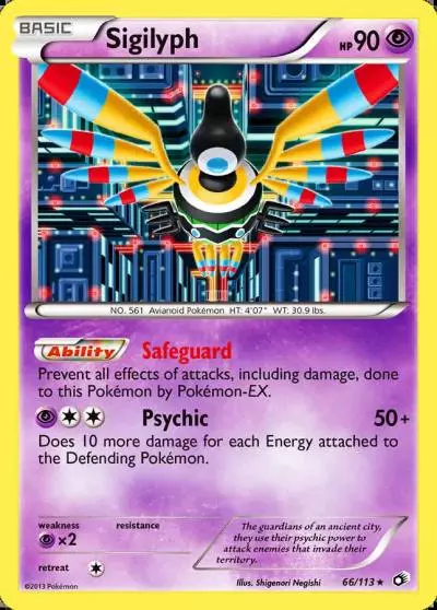 Sigilyph 66/113 Legendary Treasures Pokemon card
